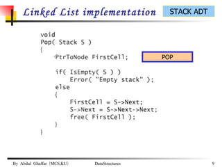 Linked List implementation POP 