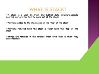 Stack of Data structure | PPTX | Programming Languages | Computing