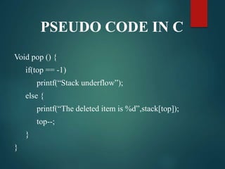 DATA STRUCTURE - STACK | PPTX | Programming Languages | Computing