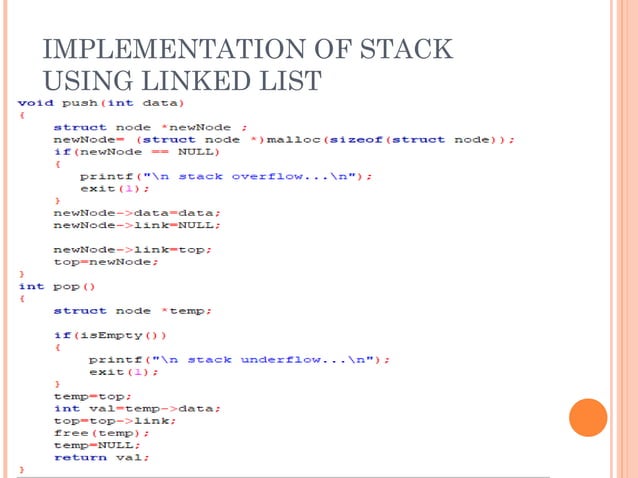 Stack data structures with definition and code | PPT