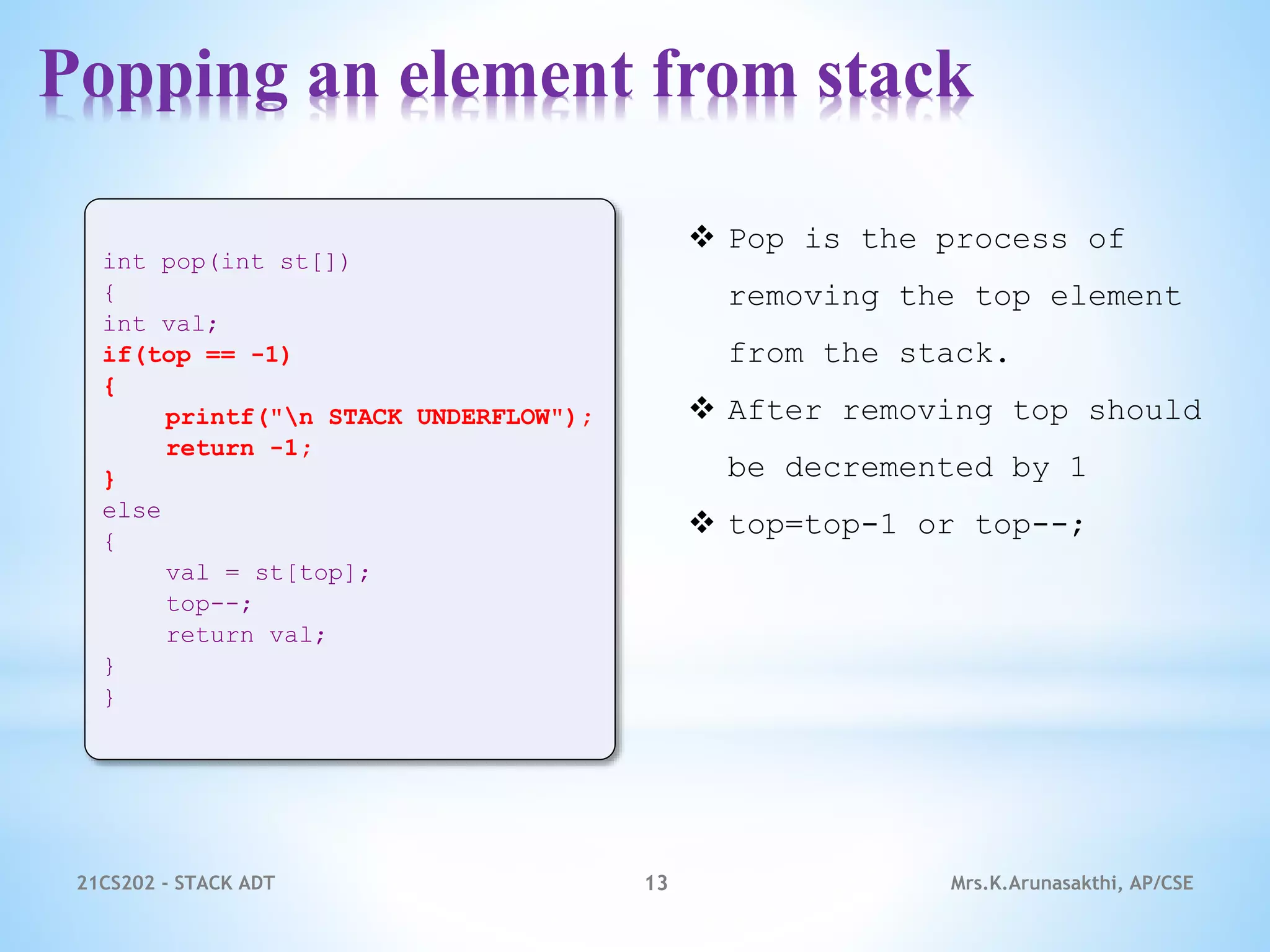 Stack ADT | PPTX