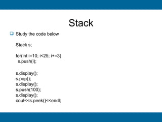 Stack and queue | PPT | Programming Languages | Computing