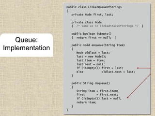 Queue:
Implementation
 