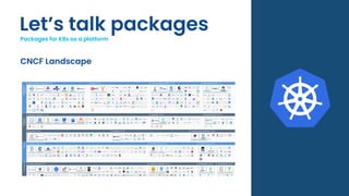 Let’s talk packages
Packages for K8s as a platform
CNCF Landscape
 