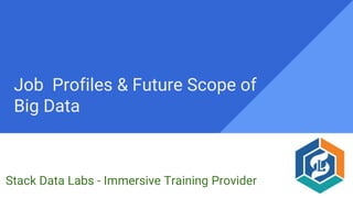Job Profiles & Future Scope of
Big Data
Stack Data Labs - Immersive Training Provider
 