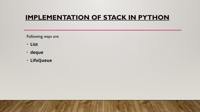 Data Structure Stack operation in python | PPTX
