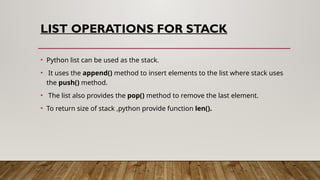 Data Structure Stack operation in python | PPT