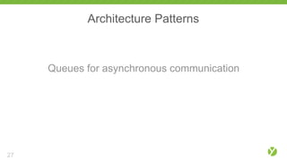 Architecture Patterns
Queues for asynchronous communication
27
 