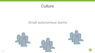 Culture
Small autonomous teams
8
 