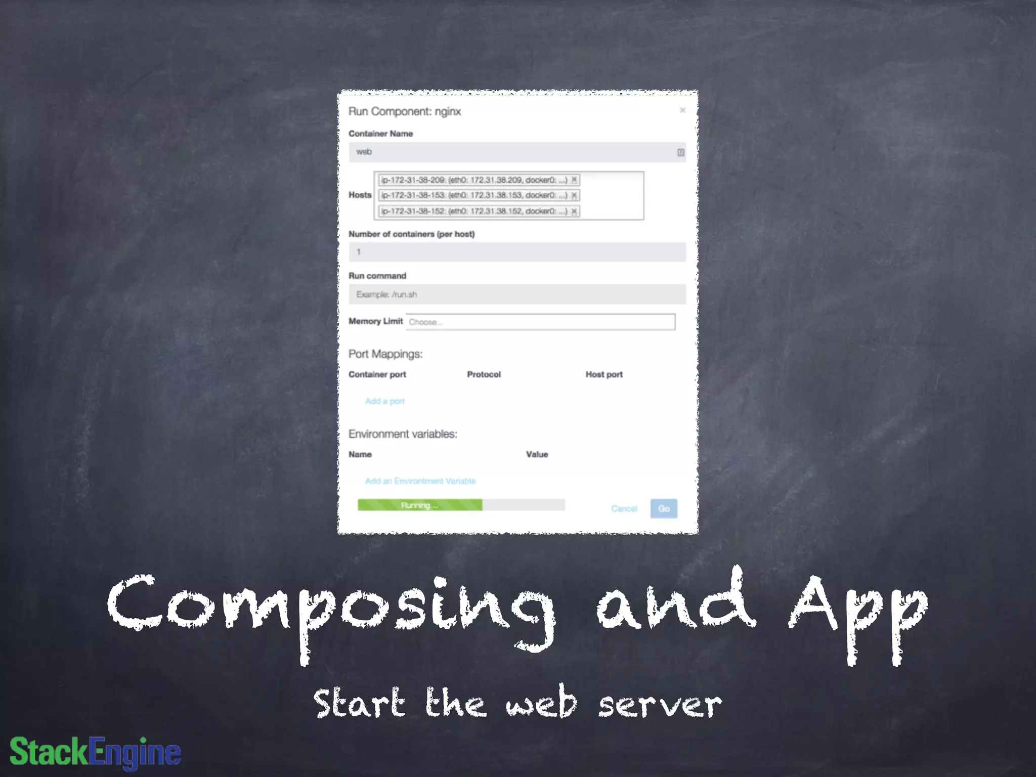 Composing and App 
Start the web server 
 
