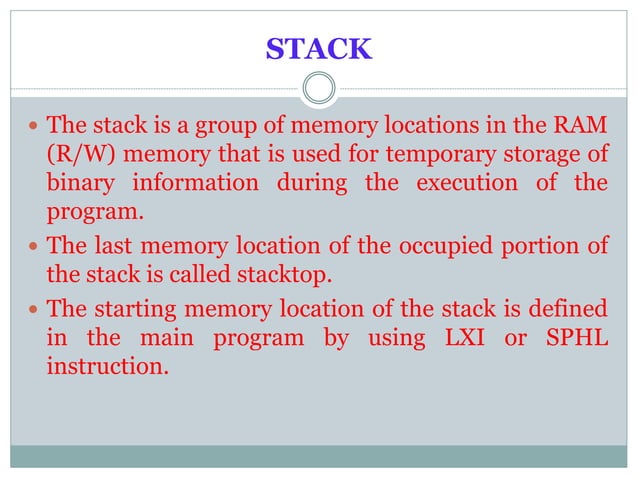 Stack in 8085 microprocessor | PPTX