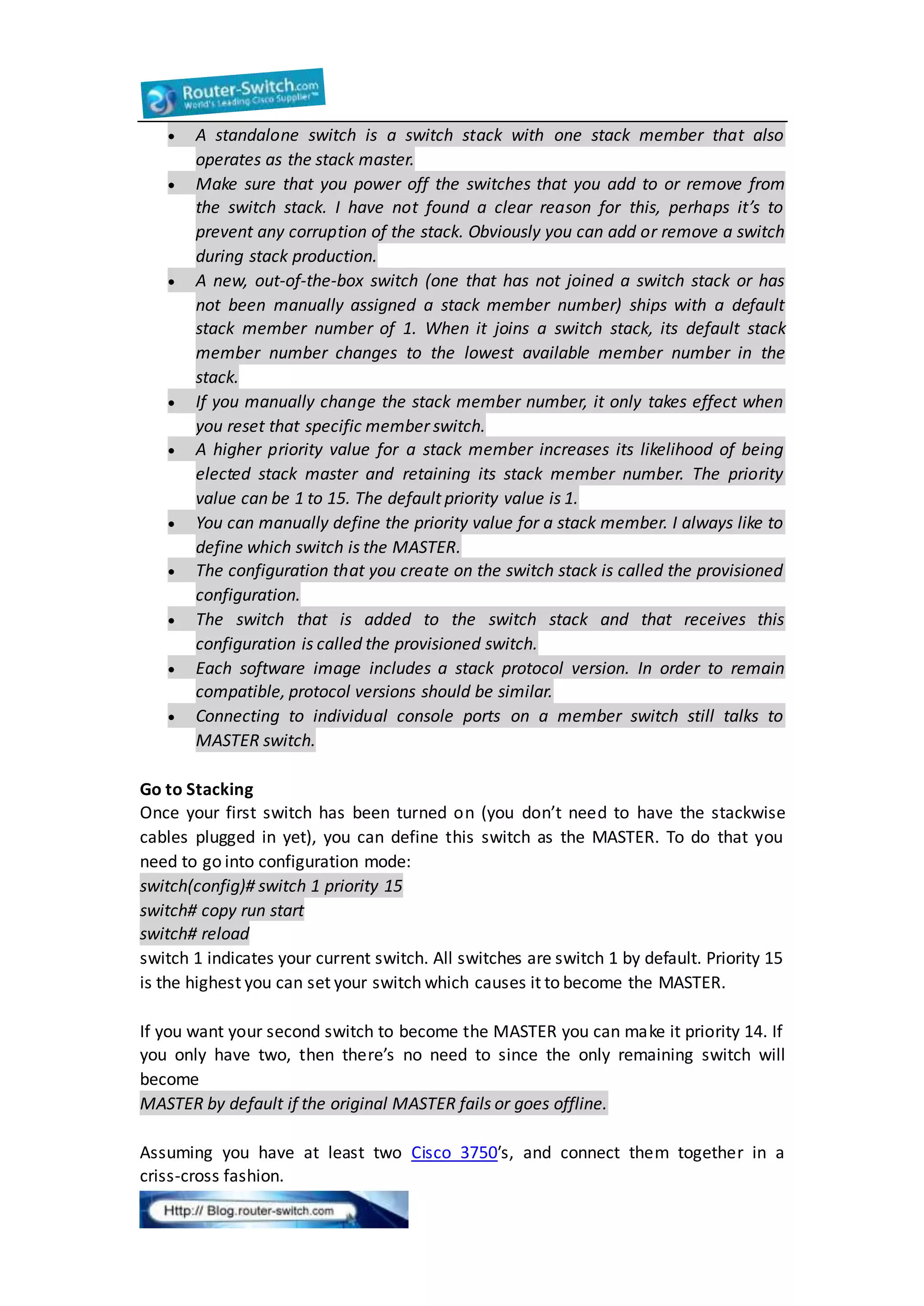 Stacking cisco 3750 switches benefits & stacking rules | DOCX ...