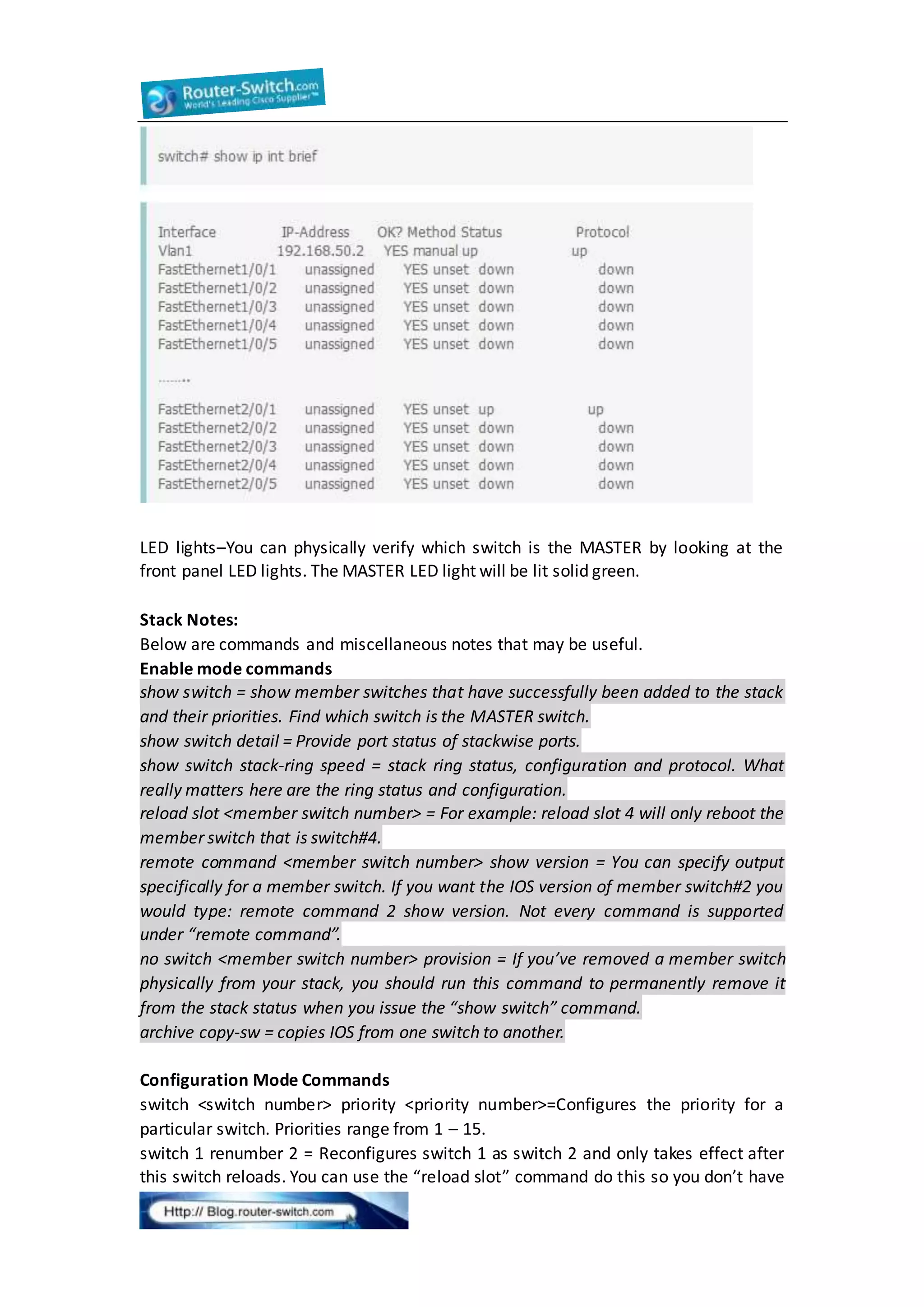 Stacking cisco 3750 switches benefits & stacking rules | DOCX ...