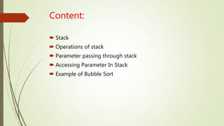 Stack and; parameters passing through stack | PPTX