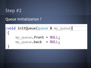 Step #2 
Queue Initialization ? 
 