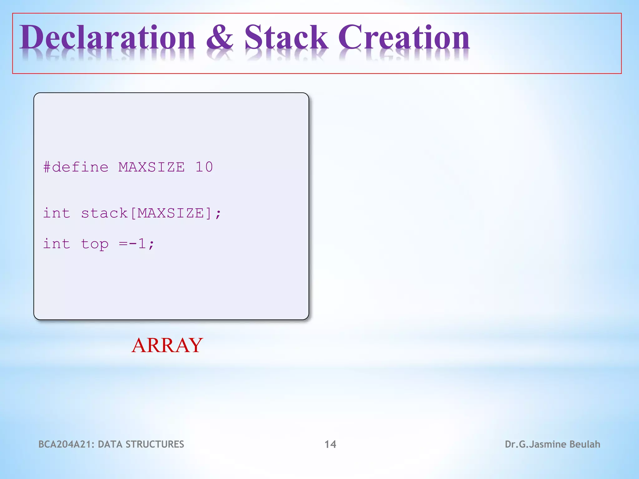 Stacks and Queue - Data Structures | PPT