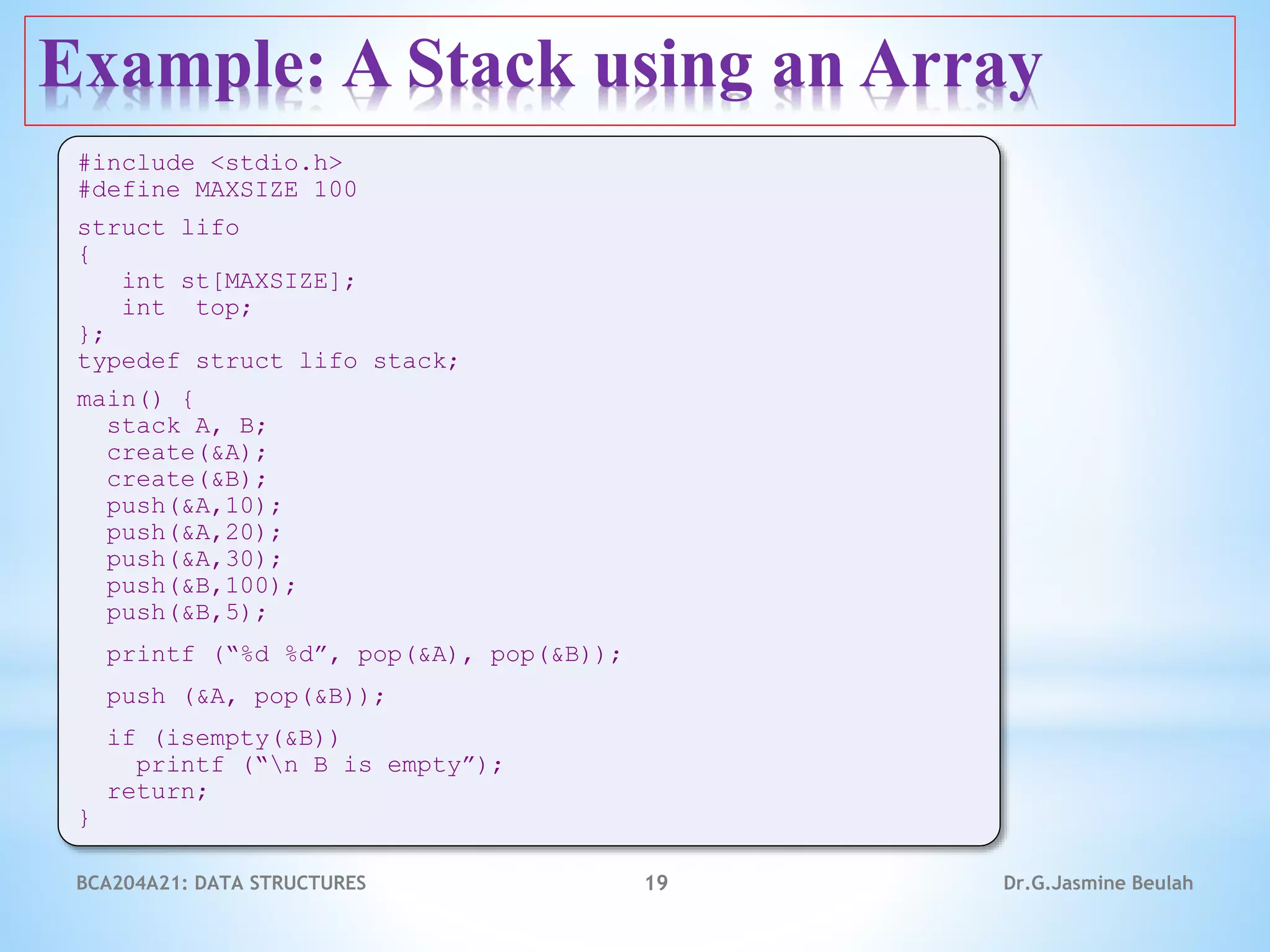Stacks and Queue - Data Structures | PPT
