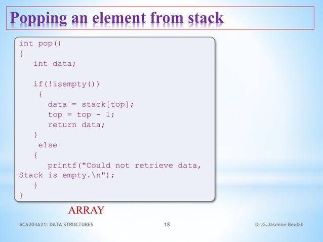 Stacks and Queue - Data Structures | PPT