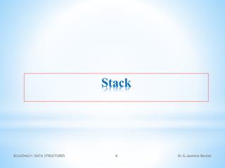 Stack
4 Dr.G.Jasmine Beulah
BCA204A21: DATA STRUCTURES
 