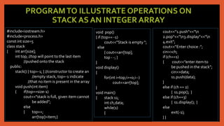 Stacks in c++ | PPTX | Programming Languages | Computing