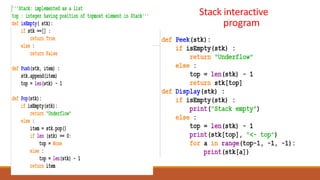 Stacks in Python will be made using lists.pdf
