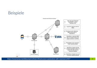 8https://www.tomaz.me/slides/event-driven-infrastructure-automation-with-stackstorm/#27
Beispiele
 
