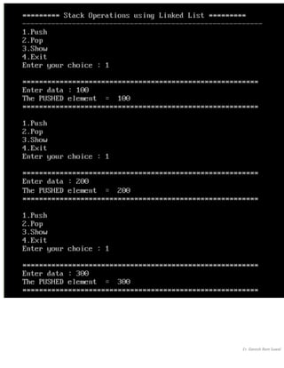 STACK IMPLEMENTATION USING SINGLY LINKED LIST | PDF