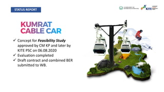 ü Concept for Feasibility Study
approved by CM KP and later by
KITE PSC on 06.08.2020
ü Evaluation completed
ü Draft contract and combined BER
submitted to WB.
STATUS REPORT
 