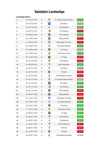 Spielplan Landesliga
 