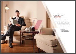 Attraction that will connect chords with your heart
quite promptly. What you are going to witness is
unrivalled style & sophistication imposed on the
grand lobby. Desirability is raised with its
high-speed elevators distinctly elucidating this
stunning tower’s front-line technology. When a life
is designed around uncompromising luxuries, you
are in to experience the true essence of life.
• Grand Lobby
• Front-line technology
• High-speed Elevators
ESSENCE OF
LUXURY
www.Zricks.com
 