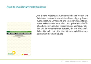 GWÖRGKN · Stadt Konstanz BE · 15.11.2017 · Präsentation · 11
GWÖ im Koalitionsvertrag BaWü
KOALITIONSVERTRAG ZWISCHEN
BÜND...