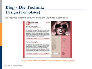 Blog - Die Technik:  Design (Templates) Wordpress Theme Beauty Bling by Ultimate Cosmetics http://www.free-wp-themes.com/wordpress/Beauty_Bling   