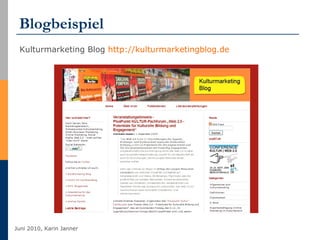 Blogbeispiel Kulturmarketing Blog  http://kulturmarketingblog.de   