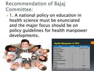 1. A national policy on education in
health science must be enunciated
and the major focus should be on
policy guidelines for health manpower
developments.
 
