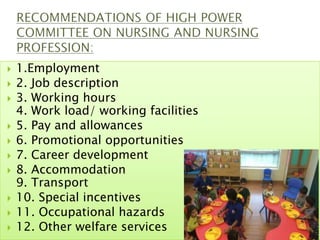  1.Employment
 2. Job description
 3. Working hours
4. Work load/ working facilities
 5. Pay and allowances
 6. Promotional opportunities
 7. Career development
 8. Accommodation
9. Transport
 10. Special incentives
 11. Occupational hazards
 12. Other welfare services
 