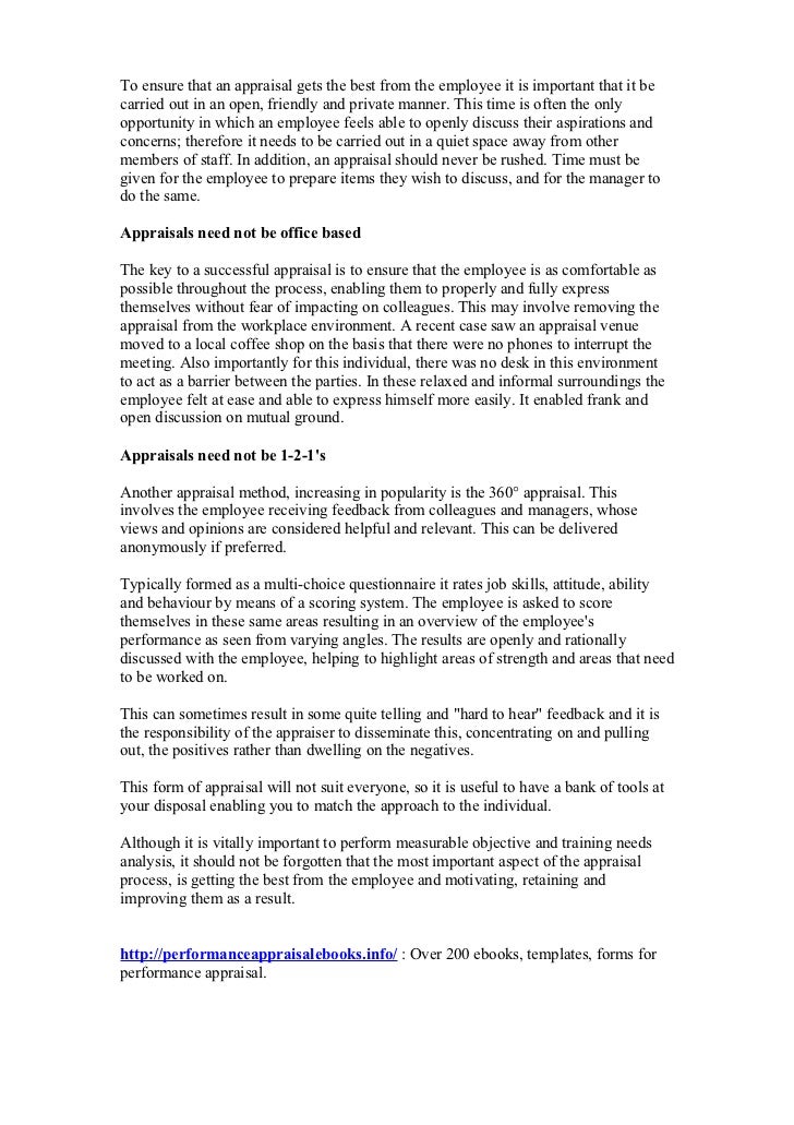 Staff Appraisals Examples