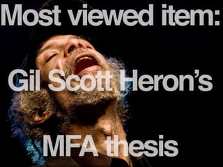 Most viewed item: Gil Scott-Heron’s MFA thesis.