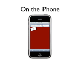 The video and audio tags

• video and audio tags are similar
• Strategies for dealing with browsers that
  don’t support the tag, or those that
  support the tag but speciﬁc codecs
• They are just elements - can be
  manipulated by CSS and JavaScript
 