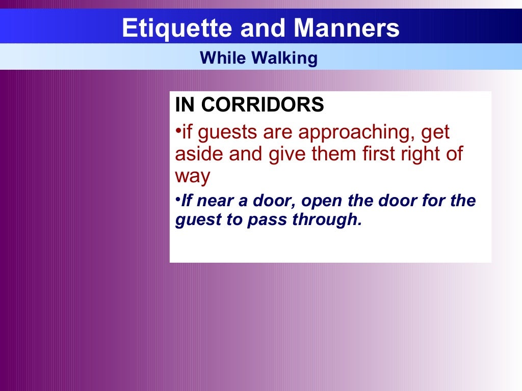 Staff etiquette & manners in hospitality