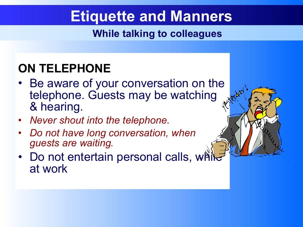 Staff etiquette & manners in hospitality