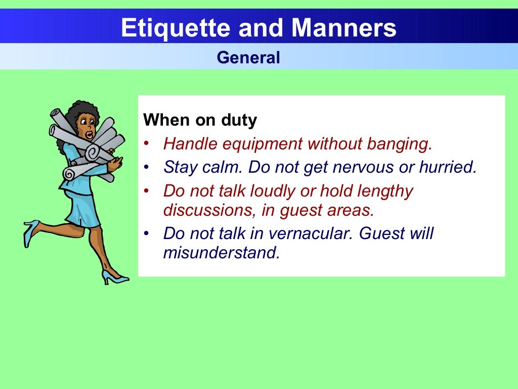 Staff etiquette & manners in hospitality