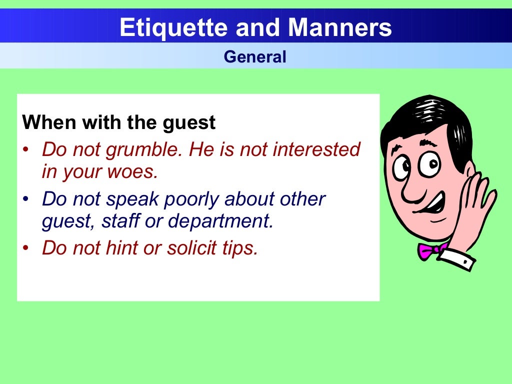Staff etiquette & manners in hospitality