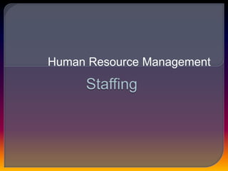 Human Resource Management Staffing 
