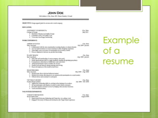 Example
of a
resume
 