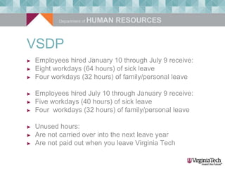 Vsdp Leave Usage Form.pdf Virginia Tech - New Employee Orientation - Staff Leave | PPTX
