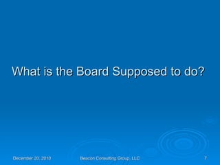 What is the Board Supposed to do? 