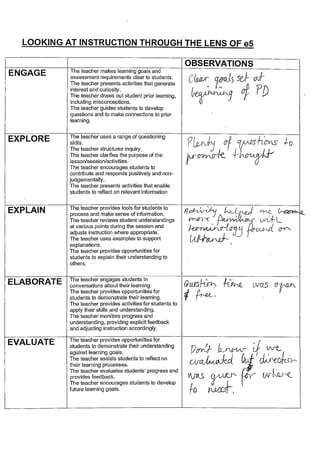 Staff reflections assessment