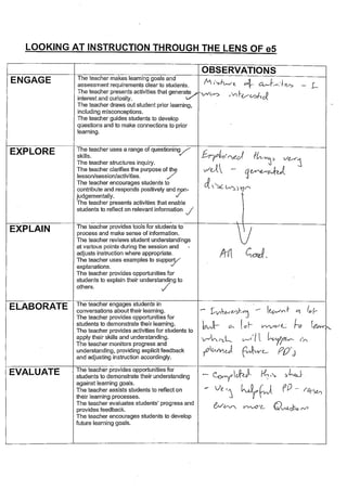 Staff reflections assessment