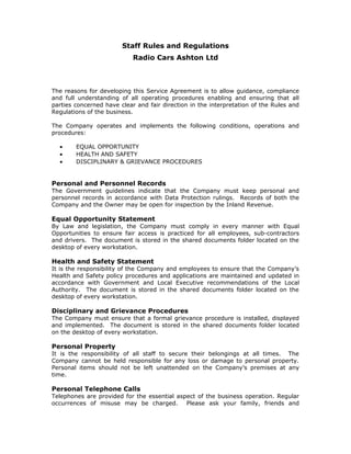 Staff rules and regulations | DOC