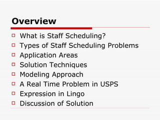 Staff Scheduling | PPT